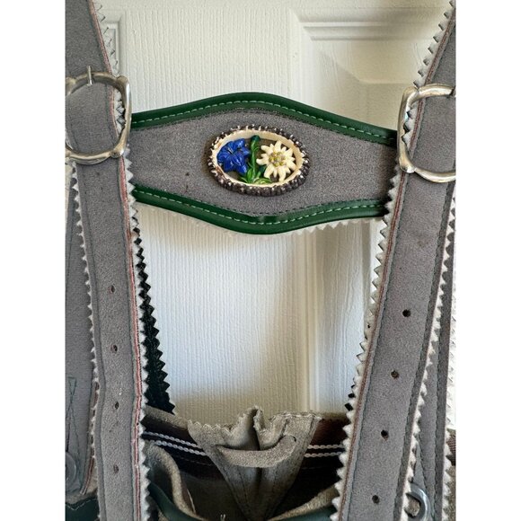 Vintage 1960's Octoberfest Suede Lederhosen Leather Shorts with Suspenders Child - Picture 2 of 9